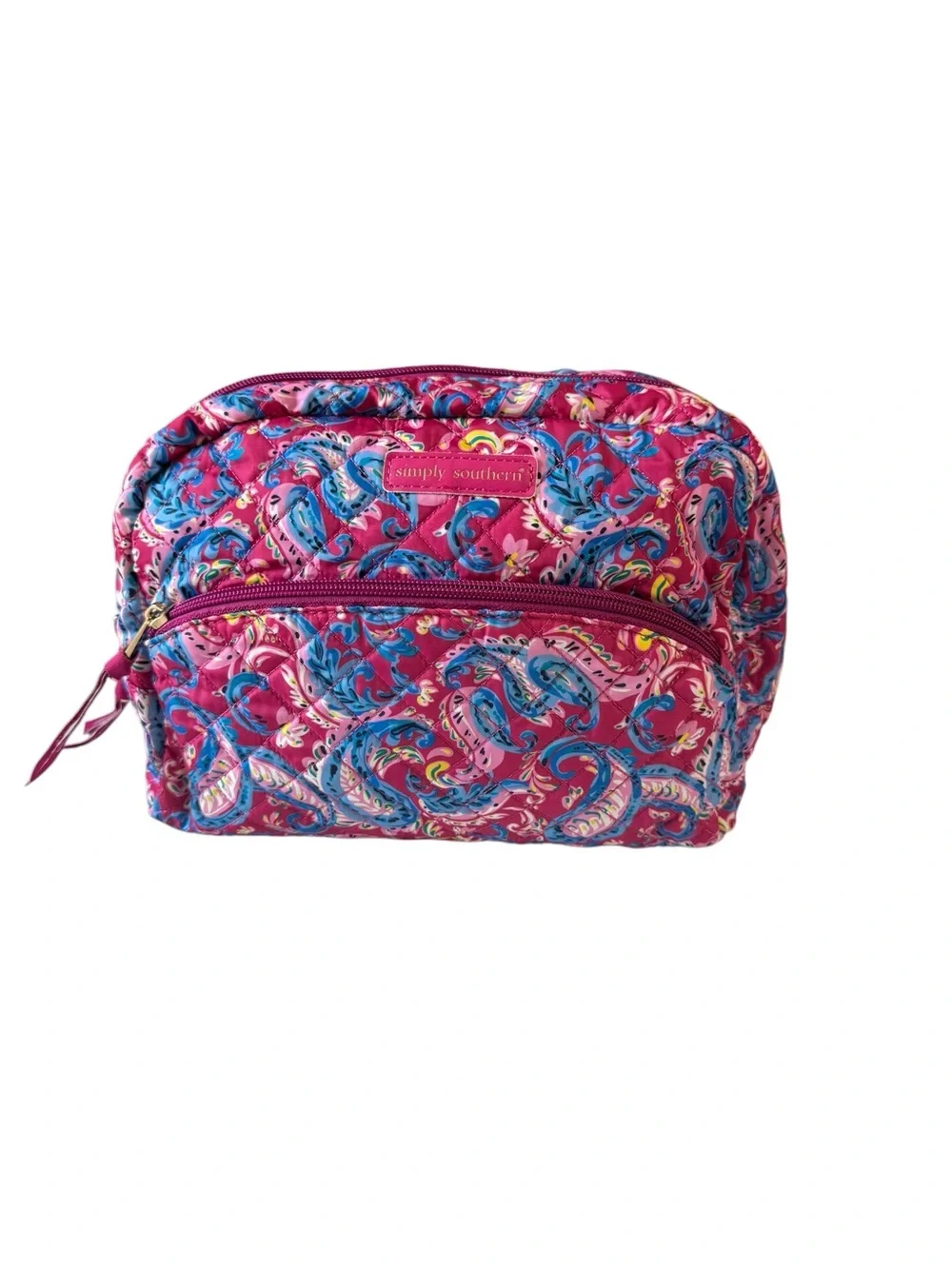 Simply Southern Large Cosmetic Bag Vacation Pink Paisley